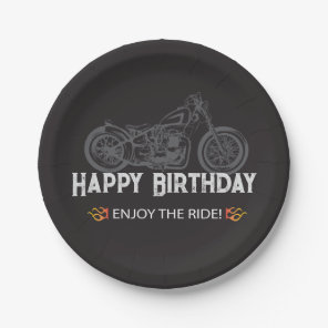 Happy Biker Birthday Motorcycle Rider Paper Plates