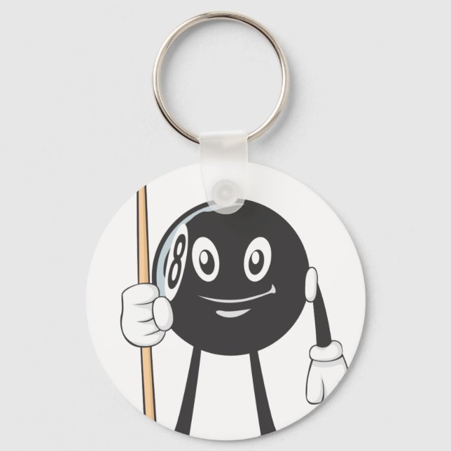 Happy Billiard Eight Ball Keychain (Front)