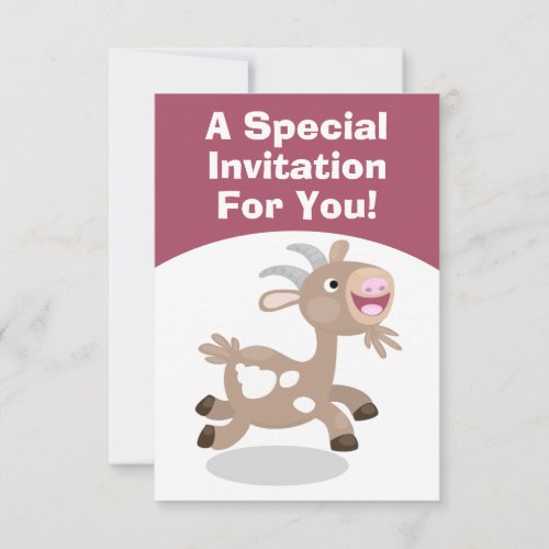 Happy billy goat personalized cartoon birthday invitation