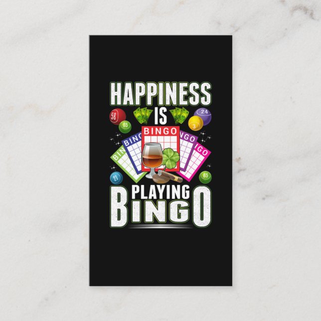 Happy Bingo Player Men Women Funny Bingo Business Card (Front)