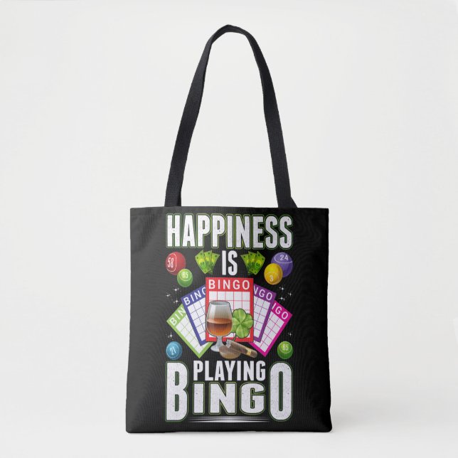 Happy Bingo Player Men Women Funny Bingo Tote Bag (Front)