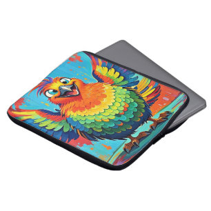 Happy Bird colourful art abstract Laptop Sleeve