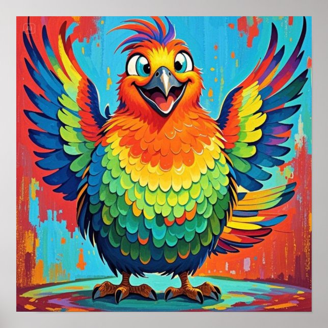 Happy Bird colourful art abstract Poster (Front)