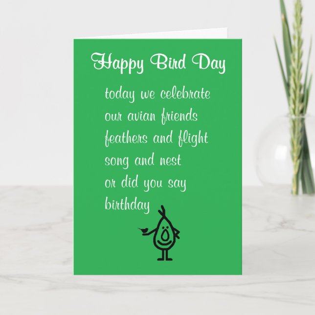 Happy Bird Day A Funny Happy Birthday Poem Card (Front)