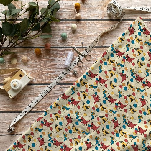 Happy Bird Day Cartoon Birds Themed Birthday Fabric