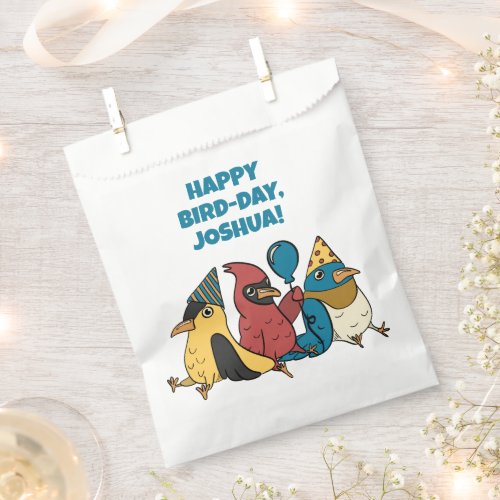 Happy Bird Day Cartoon Birds Themed Birthday Favor Bag