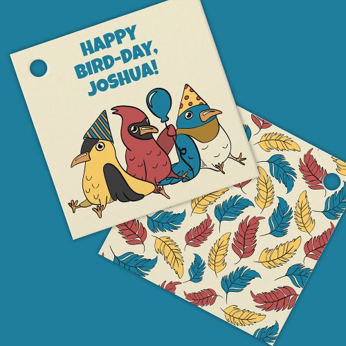 Happy Bird Day Cartoon Birds Themed Birthday Favor Tags