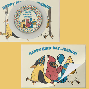 Happy Bird Day Cartoon Birds Themed Birthday Paper Pad
