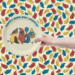 Happy Bird Day Cartoon Birds Themed Birthday Paper Plates