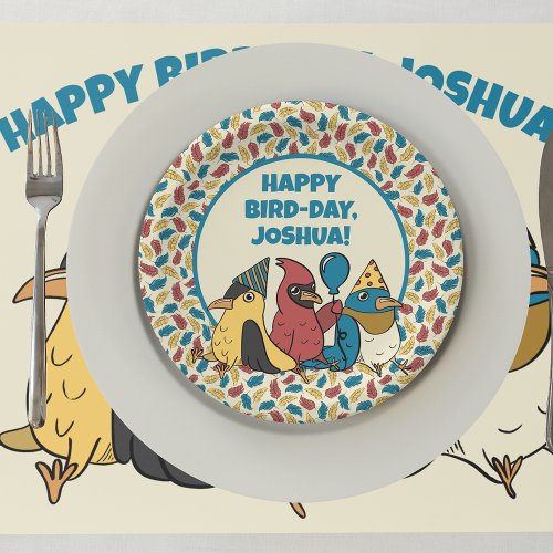 Happy Bird Day Cartoon Birds Themed Birthday Paper Plates