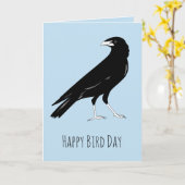 Happy Bird Day Raven Birthday Card (Yellow Flower)