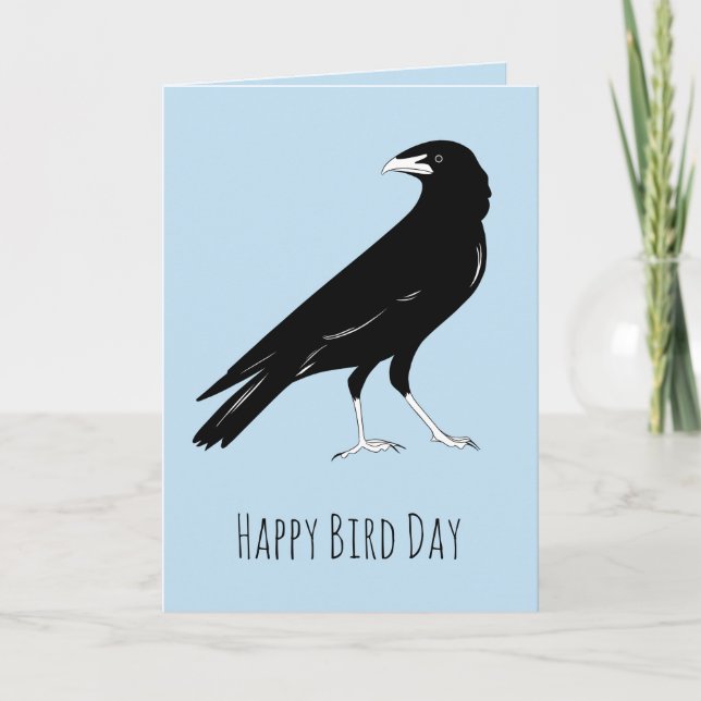 Happy Bird Day Raven Birthday Card (Front)