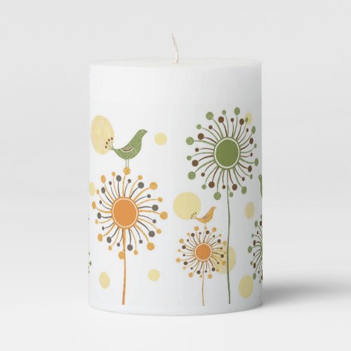 Happy Bird Design Pillar Candle