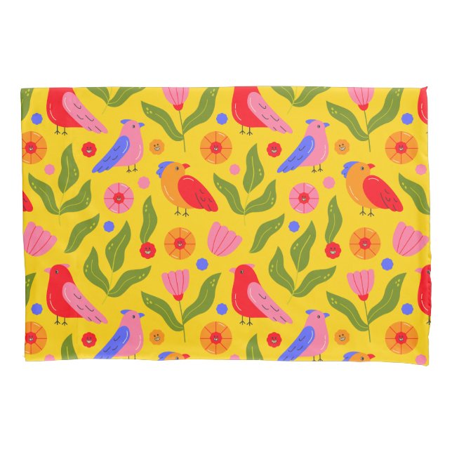 Happy Birds Flock Together Cheerful  Pillow Case (Front)