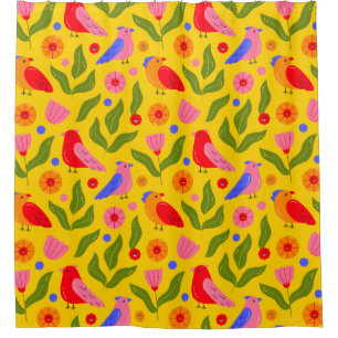 Happy Birds Flock Together Cheerful Shower Curtain