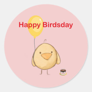 Happy Birdsday Bird Themed Birthday Greeting Classic Round Sticker