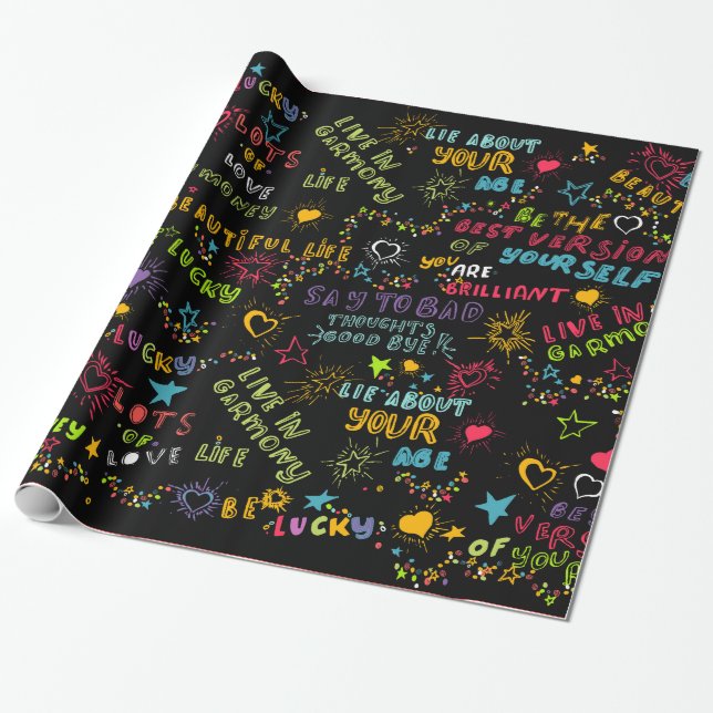 Happy Birhday Wishes Wrapping Paper (Unrolled)