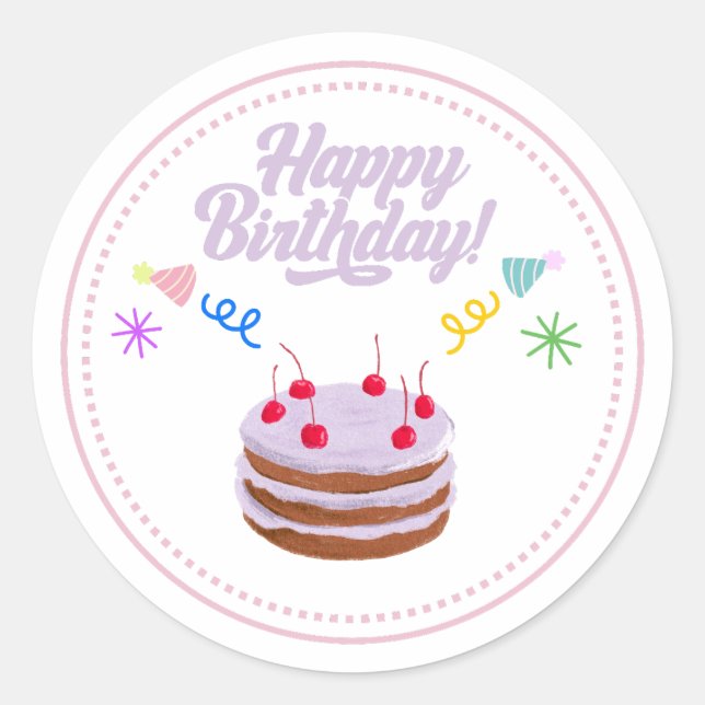Happy Birth Day Cake Sticker  (Front)