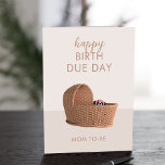 Happy Birth Due Day Mom to Be Pregnancy Card<br><div class="desc">Yay! Celebrate the Mom to be with this cute panda in a moses basket card</div>