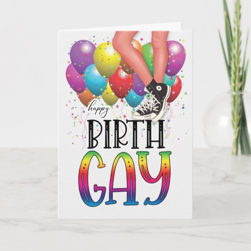Happy Birth GAY Teen Legs in Sneakers Birthday