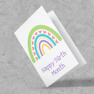 Happy Birth Month Colorful Boho Rainbow Card