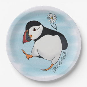 Happy Birthdaisy, birthday puffin Paper Plates