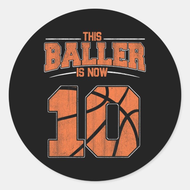 Happy Birthday 10th 10 Year Old Basketball Boys Te Classic Round Sticker (Front)