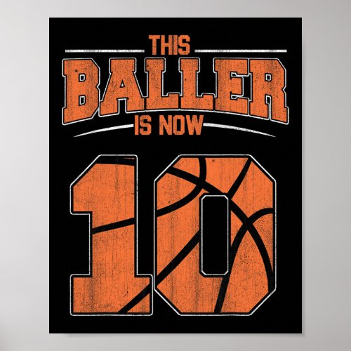 Happy Birthday 10th 10 Year Old Basketball Boys Te Poster