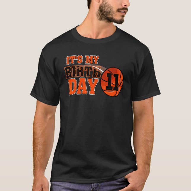 Happy Birthday 11th 11 Year Old Basketball Boys Ki T-Shirt (Front)