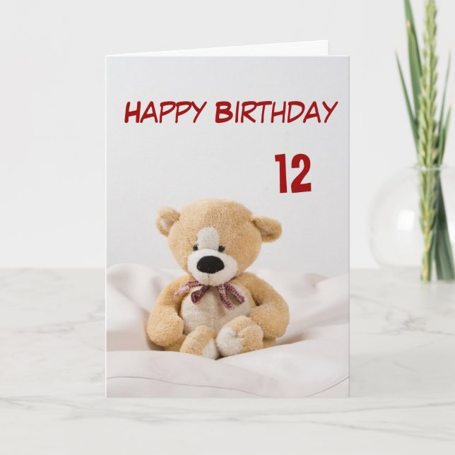 Happy Birthday 12th Teddy Bear Theme Card (Front)