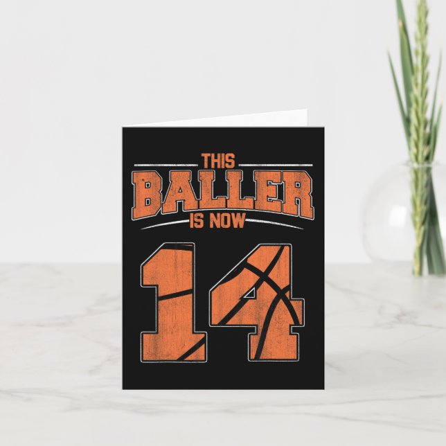 Happy Birthday 14 Year Old Basketball Boys Fourtee Card (Front)