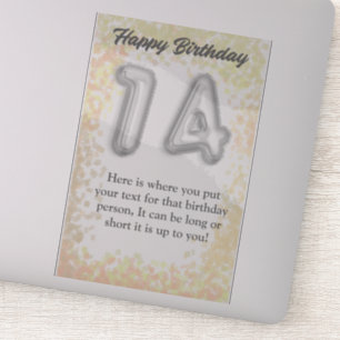 Happy birthday 14 year old sticker