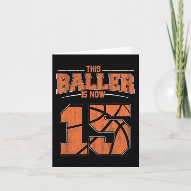 Happy Birthday 15 Year Old Basketball Boys Fifteen Card (Front)