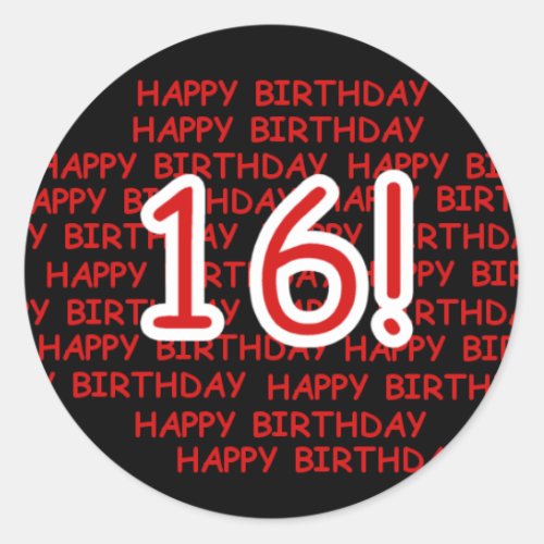 Happy Birthday 16 Classic Round Sticker