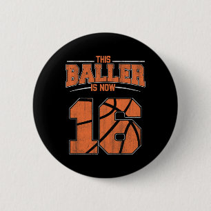 Happy Birthday 16 Year Old Basketball Boys Sixteen Button