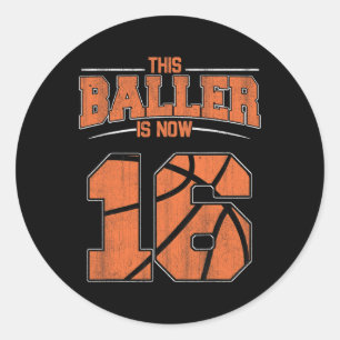 Happy Birthday 16 Year Old Basketball Boys Sixteen Classic Round Sticker