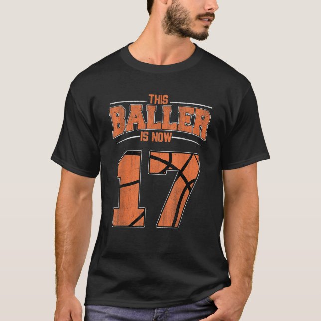 Happy Birthday 17 Year Old Basketball Boys Sevente T-Shirt (Front)