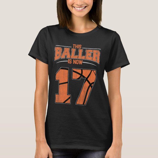 Happy Birthday 17 Year Old Bysketbyll Boys Sevente T-Shirt (Front)