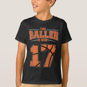 Happy Birthday 17 Year Old Bysketbyll Boys Sevente T-Shirt