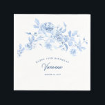 Happy Birthday 18th Blue Rose Floral Custom Napkins<br><div class="desc">Add flair to your birthday party table decor with these custom blue floral paper napkins.</div>