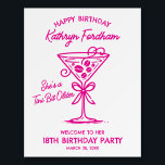 Happy Birthday 18th Party Pink Martini Welcome Foam Board<br><div class="desc">A whimsical pink espresso martini shows that the guest of honor is "a tini bit older." All text is editable.</div>