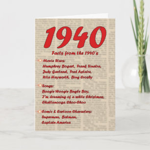 Happy Birthday 1940 Year of birth news 40's 40s Card