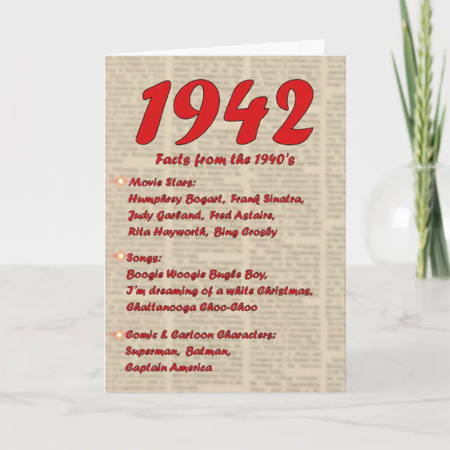 Happy Birthday 1942 Year of birth news 40's 40s Card Zazzle