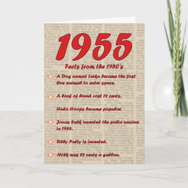 Happy Birthday 1955 Year of birth news 50's 50s Card (Front)