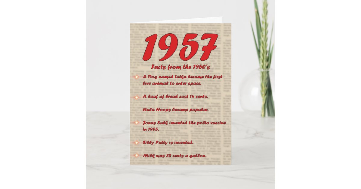 Happy Birthday 1957 Year of birth news 50's 50s Card | Zazzle