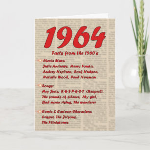 Happy Birthday 1964 Year of news 60's 60s Card