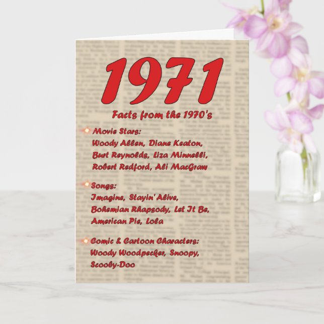 Happy Birthday 1971 Year of birth news 70's 70s Card | Zazzle