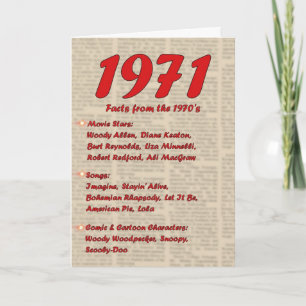 Happy Birthday 1971 Year of birth news 70's 70s Card