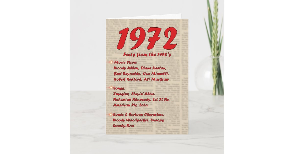 Happy Birthday 1972 Year of birth news 70's 70s Card | Zazzle.com