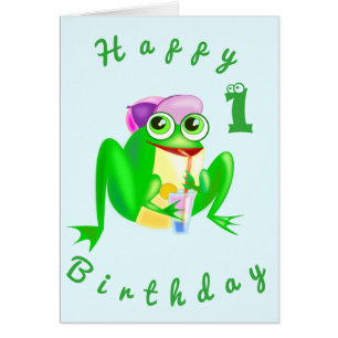 Happy Birthday 1 Card with Happy Party Frog